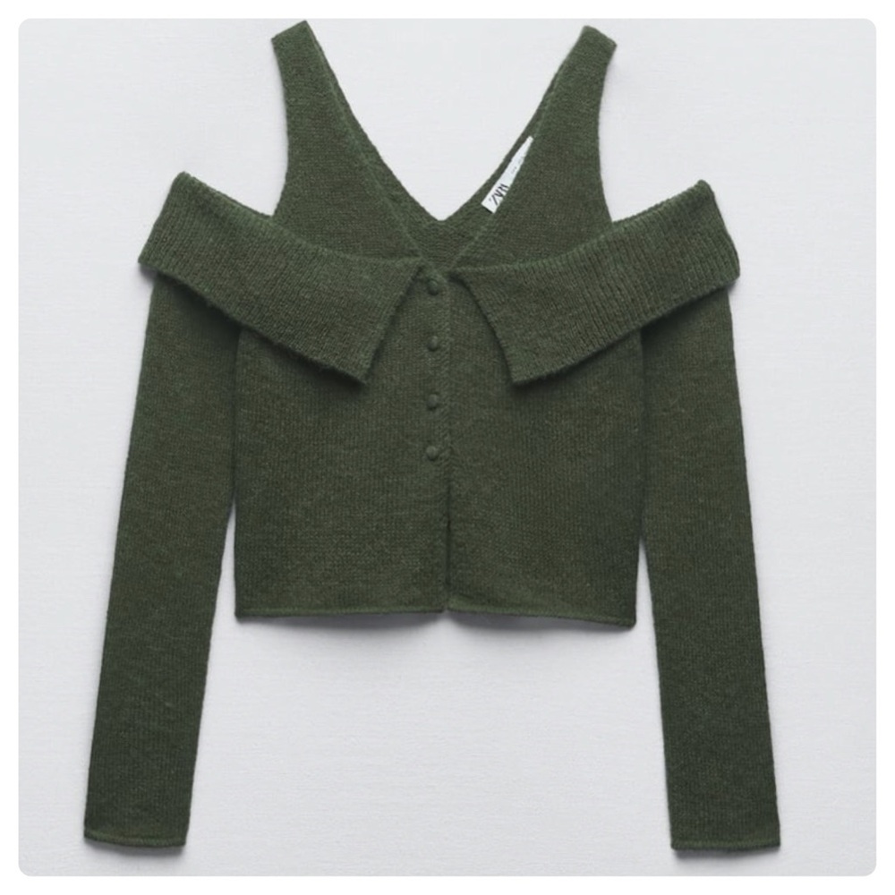 Zara Wool Blend Knit Sweater Green Size Medium
